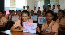 The girls from class 8D thank-you for TFWA Care support