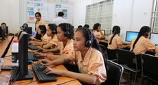 Computer, science, and maths are important classes for the girls at Happy Chandara school